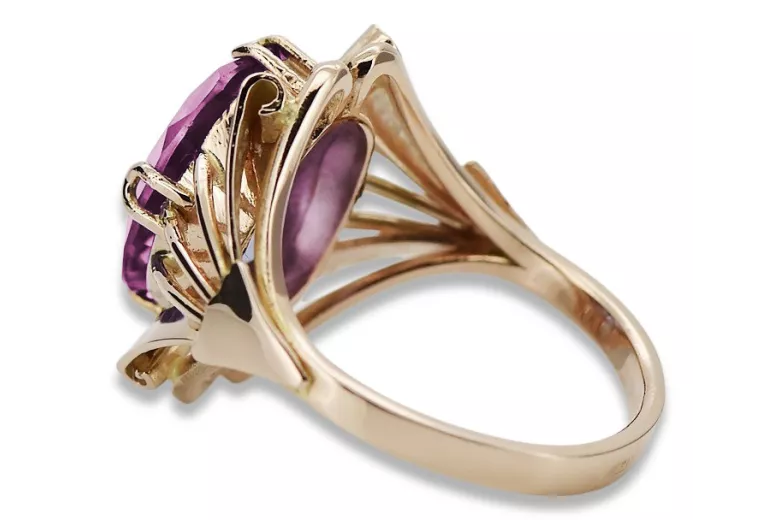 Russische sowjetische Rose 14 Karat 585 Gold Alexandrit Rubin Smaragd Saphir Zirkon Ring vrc014