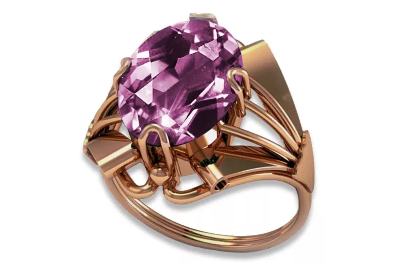 Rose soviétique russe 14k 585 or Alexandrite Ruby Emerald Sapphire Zircon ring vrc014