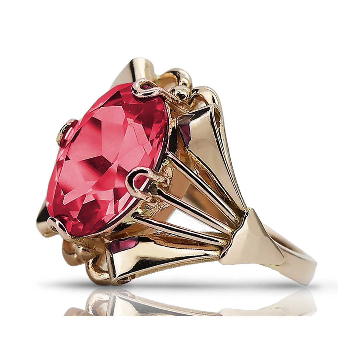 Russische sowjetische Rose 14 Karat 585 Gold Alexandrit Rubin Smaragd Saphir Zirkon Ring vrc014