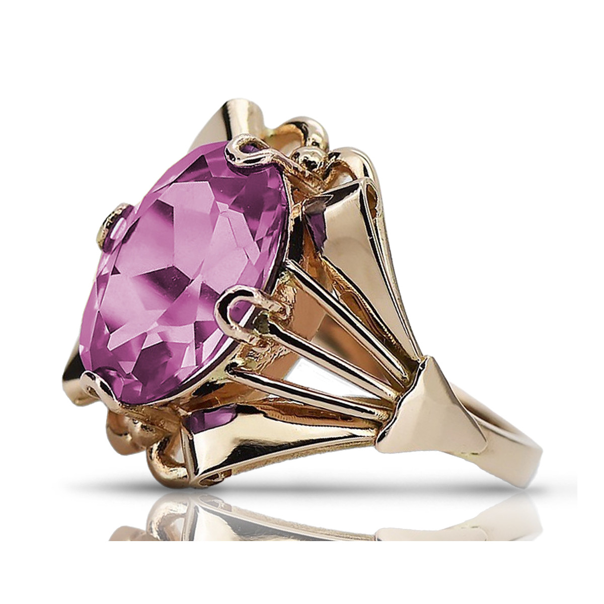 Russische sowjetische Rose 14 Karat 585 Gold Alexandrit Rubin Smaragd Saphir Zirkon Ring vrc084