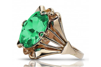 Vintage 925 Silver Rose Gold Plated Emerald Ring vrc015rp Vintage