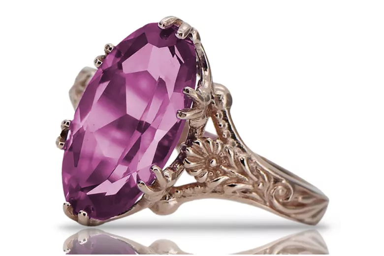 Rose soviétique russe 14k 585 or Alexandrite Ruby Emerald Sapphire Zircon ring vrc084