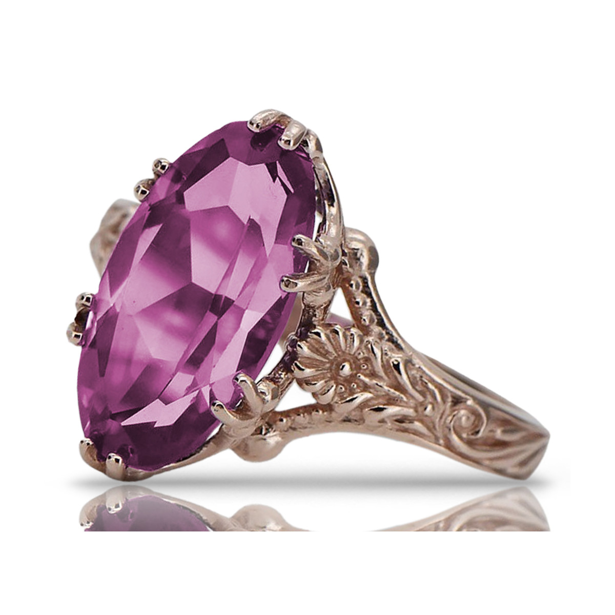 Russische sowjetische Rose 14 Karat 585 Gold Alexandrit Rubin Smaragd Saphir Zirkon Ring vrc084