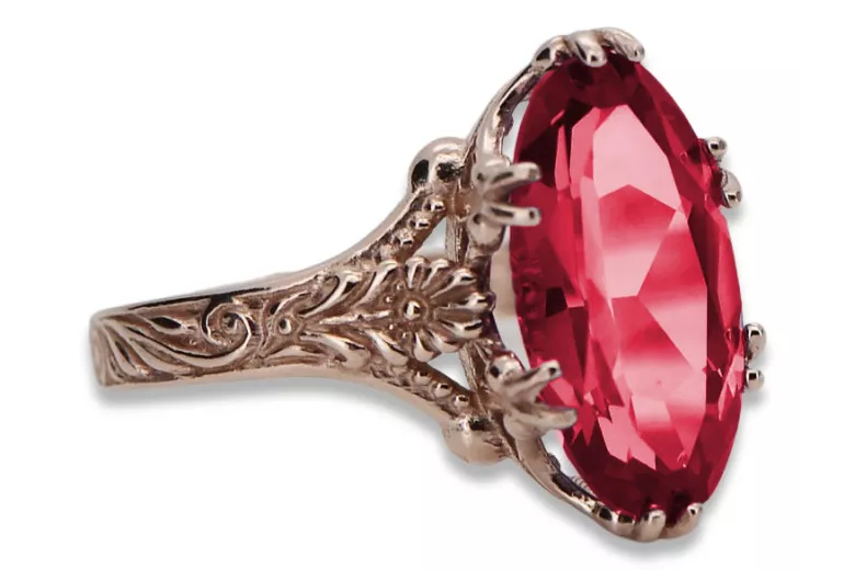 Russische sowjetische Rose 14 Karat 585 Gold Alexandrit Rubin Smaragd Saphir Zirkon Ring vrc014