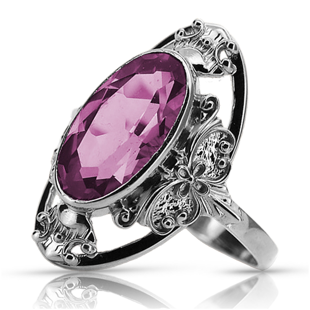 Russische sowjetische Rose 14 Karat 585 Gold Alexandrit Rubin Smaragd Saphir Zirkon Ring vrc014