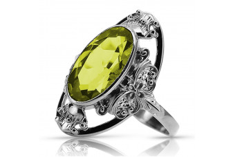 Anillo de peridoto de plata 925 soviético ruso vrc014s Vintage