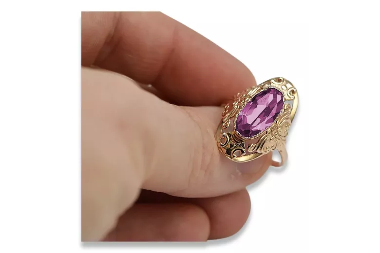 Rose soviétique russe 14k 585 or Alexandrite Ruby Emerald Sapphire Zircon ring vrc014