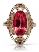 Russische sowjetische Rose 14 Karat 585 Gold Alexandrit Rubin Smaragd Saphir Zirkon Ring vrc014