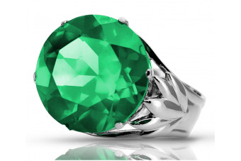 Srebrny pierścionek Rosyjski 925 z Szmaragdem vrc029s Vintage