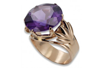 Russische sowjetische Rose 14 Karat 585 Gold Alexandrit Rubin Smaragd Saphir Zirkon Ring vrc084