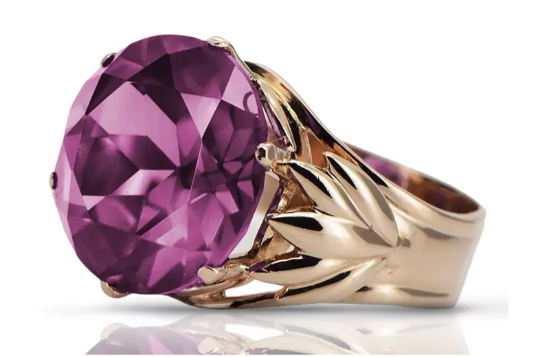 Rose soviétique russe 14k 585 or Alexandrite Ruby Emerald Sapphire Zircon ring vrc084