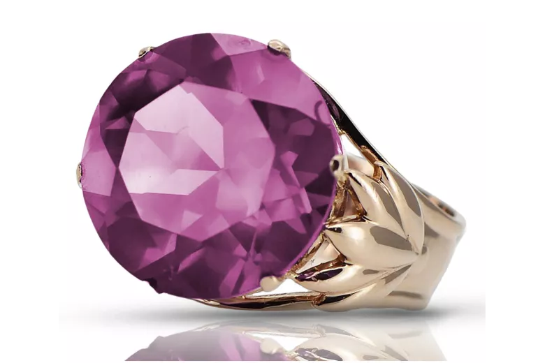 Russische sowjetische Rose 14 Karat 585 Gold Alexandrit Rubin Smaragd Saphir Zirkon Ring vrc084