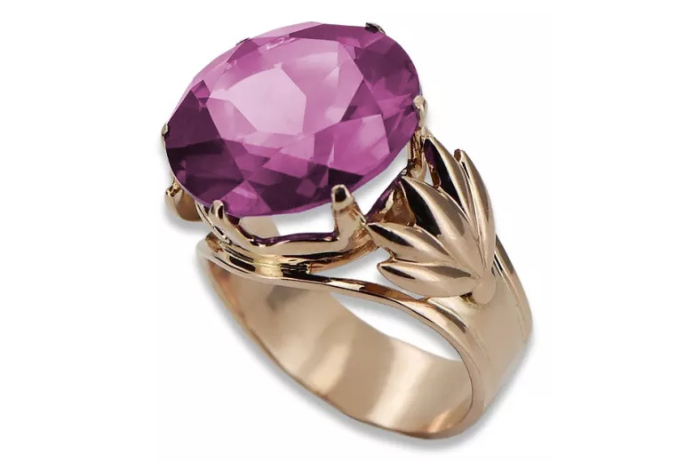 Russische sowjetische Rose 14 Karat 585 Gold Alexandrit Rubin Smaragd Saphir Zirkon Ring vrc084