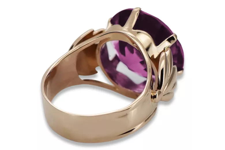 Russische sowjetische Rose 14 Karat 585 Gold Alexandrit Rubin Smaragd Saphir Zirkon Ring vrc084