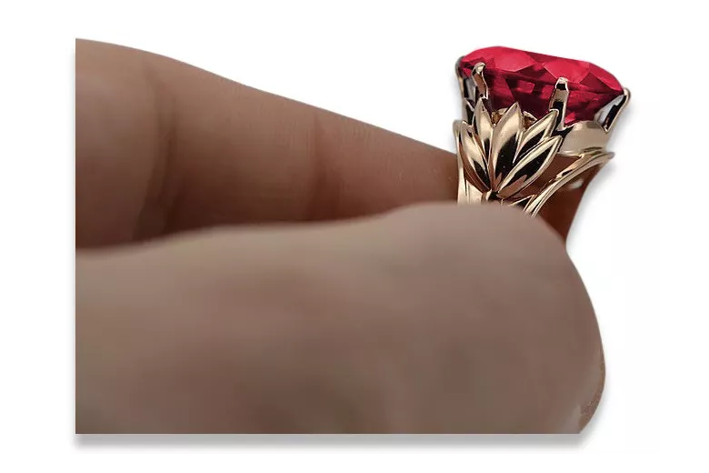 Russische sowjetische Rose 14 Karat 585 Gold Alexandrit Rubin Smaragd Saphir Zirkon Ring vrc084