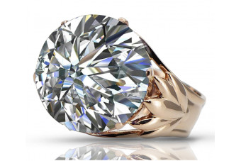 Pierścionek z różowego czerwonego złota srebrny pozłacany 925 z Cyrkonią vrc029rp Vintage