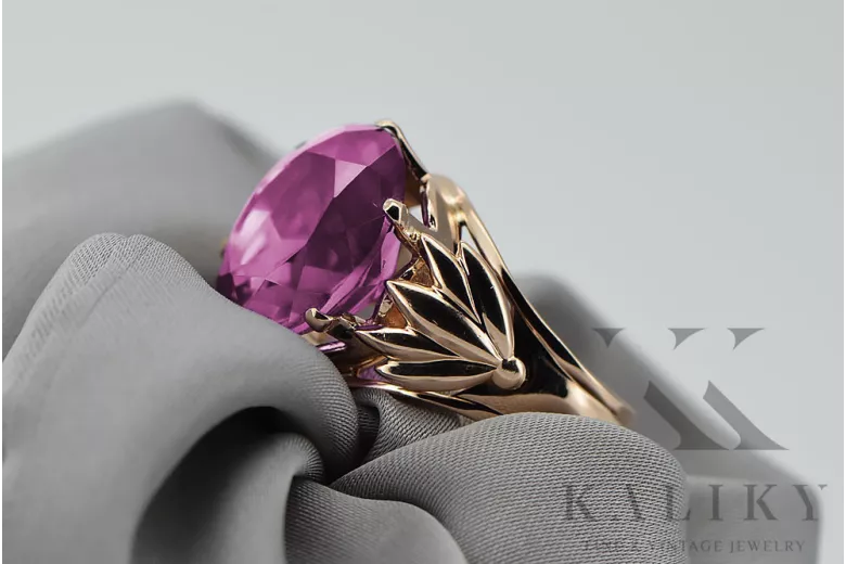 Rose soviétique russe 14k 585 or Alexandrite Ruby Emerald Sapphire Zircon ring vrc014