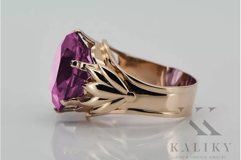 Russische sowjetische Rose 14 Karat 585 Gold Alexandrit Rubin Smaragd Saphir Zirkon Ring vrc014