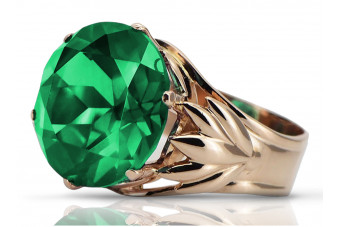 Vintage-inspired Emerald in 14K Rose Pink Gold Ring vrc029