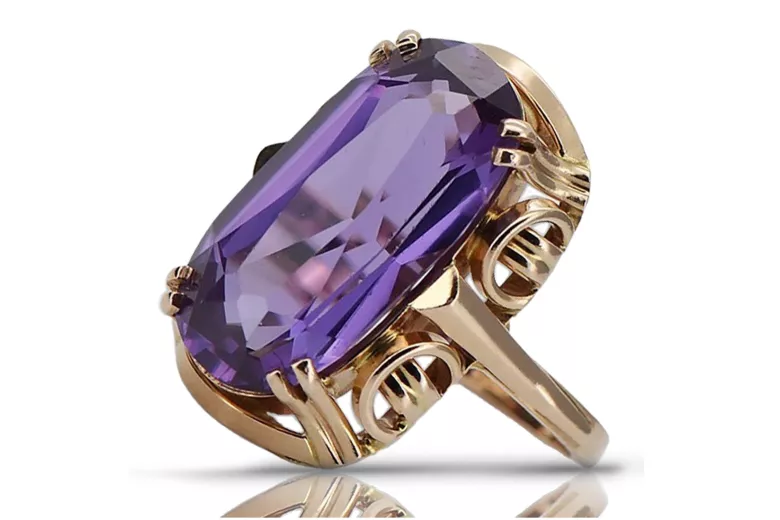 Rose soviétique russe 14k 585 or Alexandrite Ruby Emerald Sapphire Zircon ring vrc084