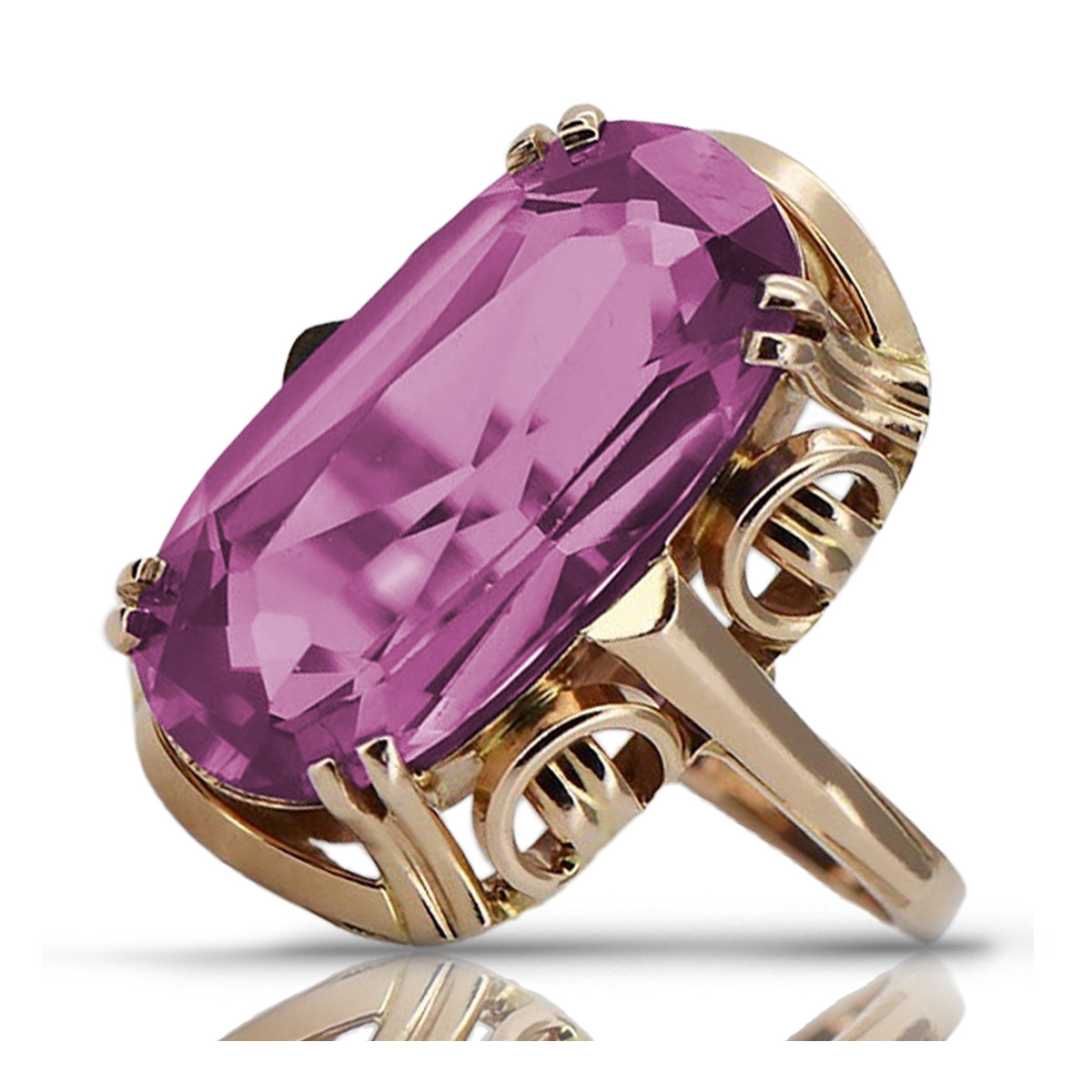 Rose soviétique russe 14k 585 or Alexandrite Ruby Emerald Sapphire Zircon ring vrc084