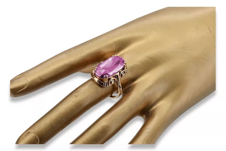 Russische sowjetische Rose 14 Karat 585 Gold Alexandrit Rubin Smaragd Saphir Zirkon Ring vrc084