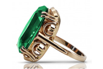 Pierścionek z różowego czerwonego złota srebrny pozłacany 925 z Szmaragdem vrc038rp Vintage