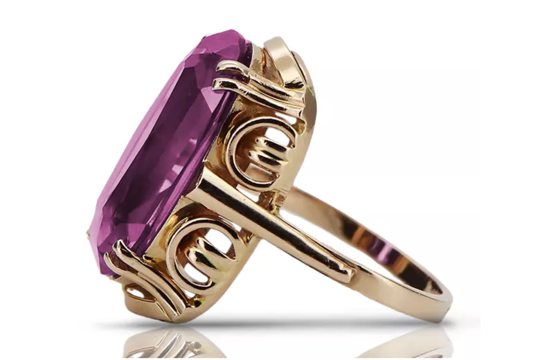 Russische sowjetische Rose 14 Karat 585 Gold Alexandrit Rubin Smaragd Saphir Zirkon Ring vrc014