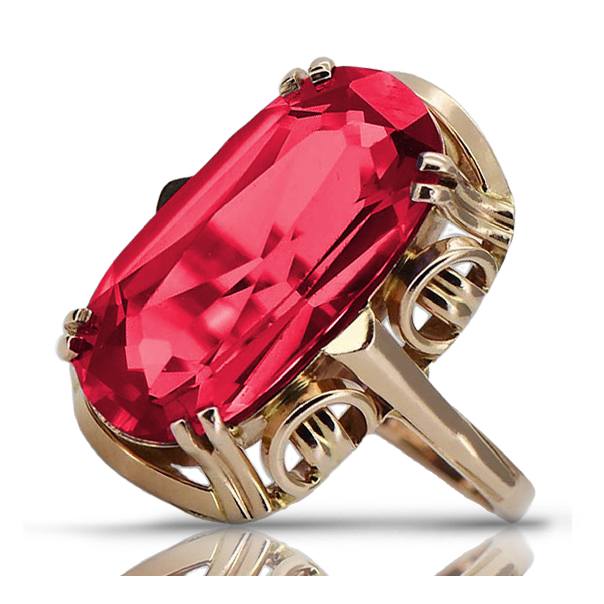 Russische sowjetische Rose 14 Karat 585 Gold Alexandrit Rubin Smaragd Saphir Zirkon Ring vrc014