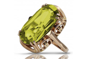 Resplandeciente anillo de Peridoto amarillo en Oro rosa antiguo 14k vrc038