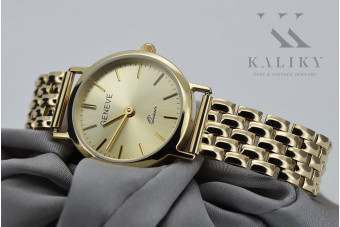 Złoty zegarek z bransoletą damską 14k Geneve lw118y&lbw004y