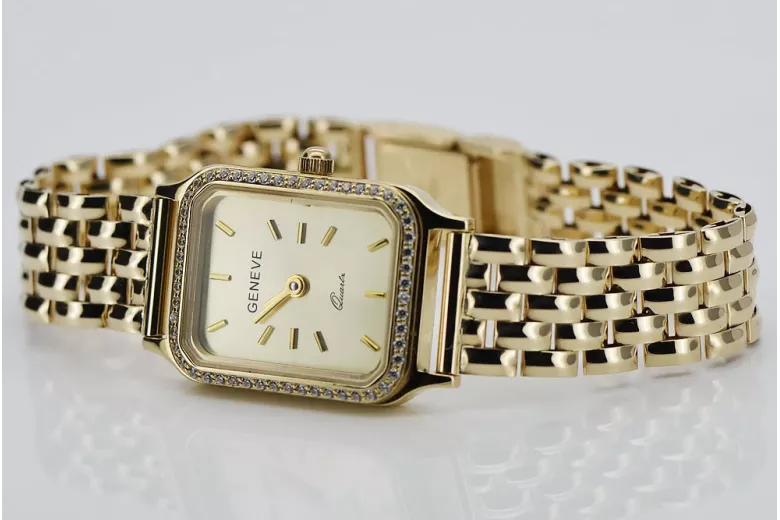 Gold men's watch Geneve ★ zlotychlopak.pl ★ Gold purity 585 333 Low Price!