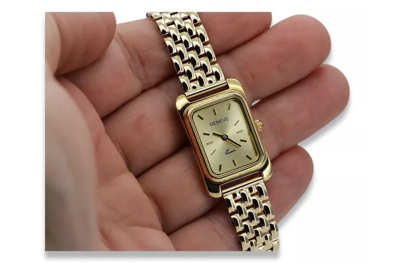 Goldene Herrenuhr Geneve ★ zlotychlopak.pl ★ Gold Reinheit 585 333 Niedriger Preis!