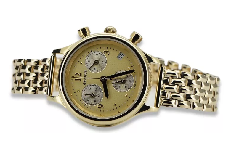 Reloj de oro para hombre Geneve ★ zlotychlopak.pl ★ Pureza de oro 585 333 Precio bajo!