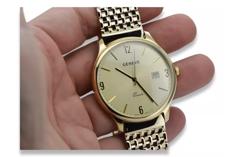 Reloj de oro para hombre Geneve ★ zlotychlopak.pl ★ Pureza de oro 585 333 Precio bajo!