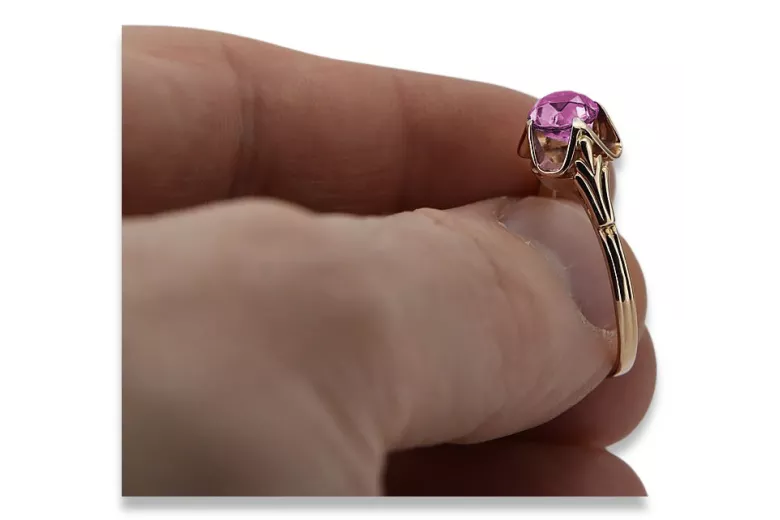 Russische sowjetische Rose 14 Karat 585 Gold Alexandrit Rubin Smaragd Saphir Zirkon Ring vrc014