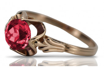 Rustic Ruby Treasure: Vintage 14K Rose Gold Statement Ring vrc023