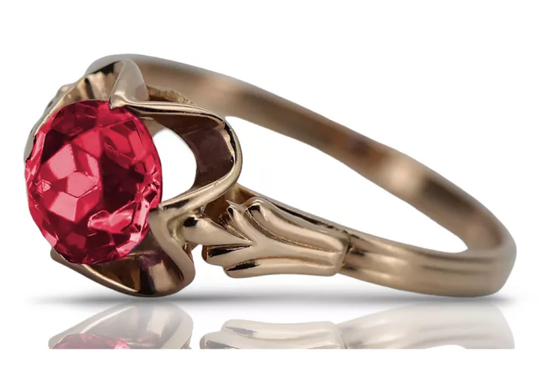 Russische sowjetische Rose 14 Karat 585 Gold Alexandrit Rubin Smaragd Saphir Zirkon Ring vrc014