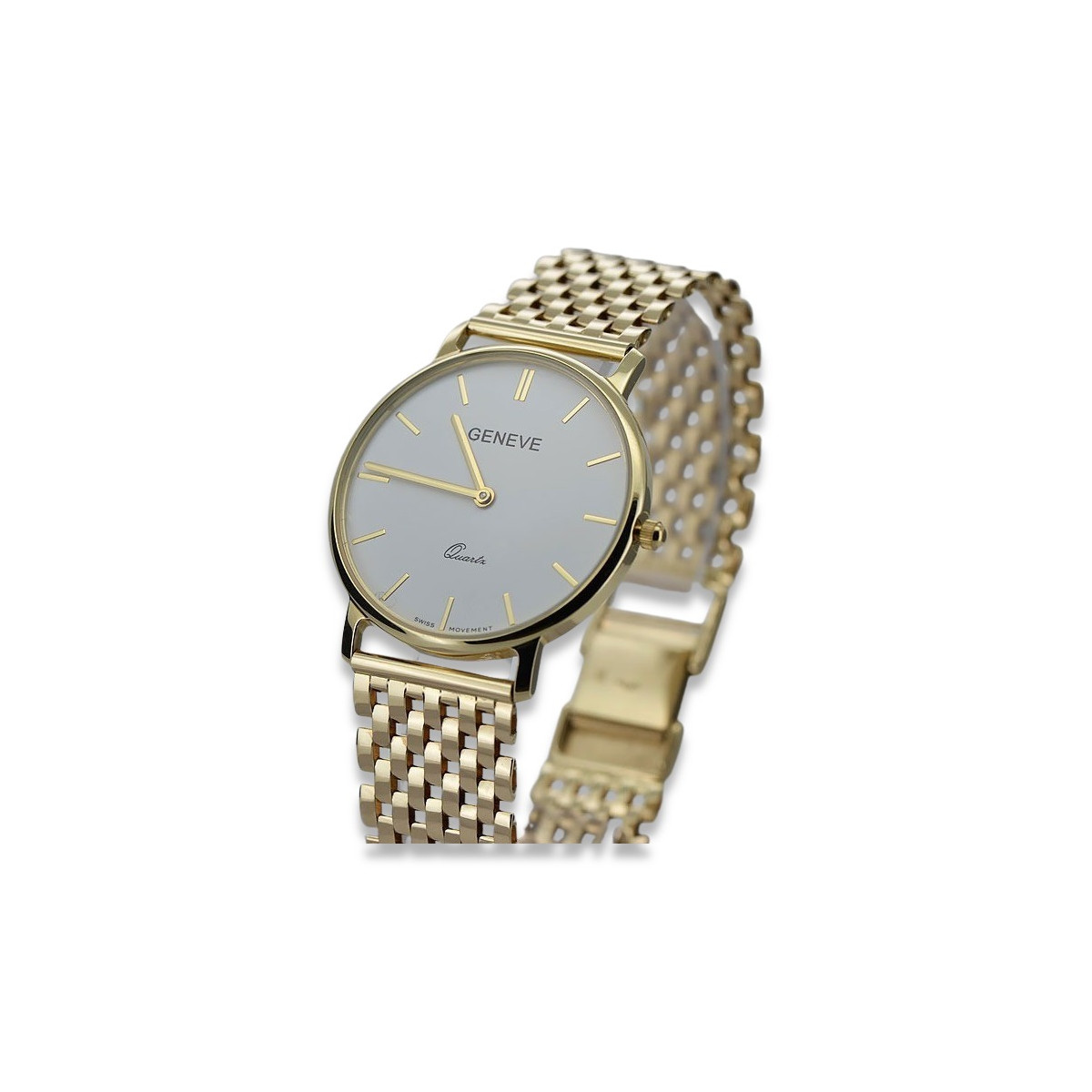 Goldene Herrenuhr Geneve ★ zlotychlopak.pl ★ Gold Reinheit 585 333 Niedriger Preis!