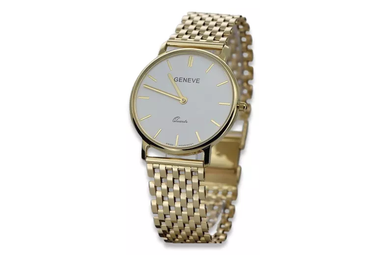 Reloj de oro para hombre Geneve ★ zlotychlopak.pl ★ Pureza de oro 585 333 Precio bajo!