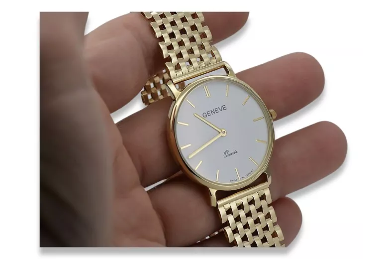 Gold men's watch Geneve ★ zlotychlopak.pl ★ Gold purity 585 333 Low Price!