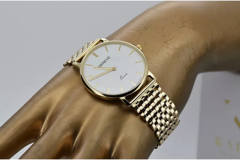 Gold men's watch Geneve ★ zlotychlopak.pl ★ Gold purity 585 333 Low Price!