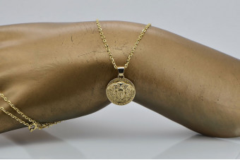 Złota zawieszka Meduza grecki wzór 14k 585 z łańcuszkiem cpn049yxs&cc003y