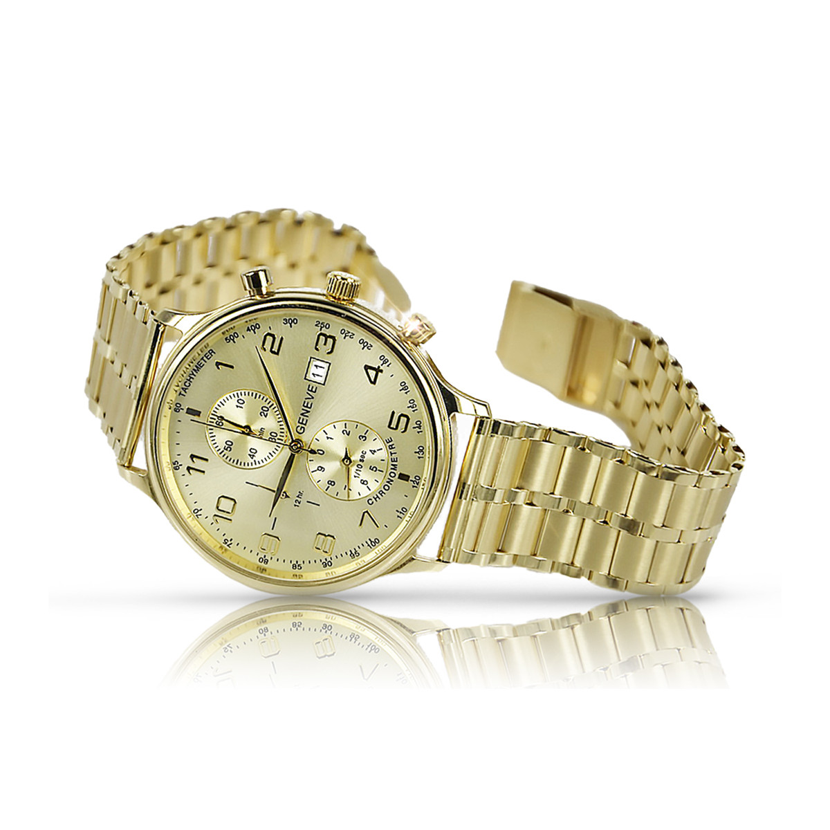 Reloj Geneve de hombre amarillo 14k 585 oro mw005y&mbw007y