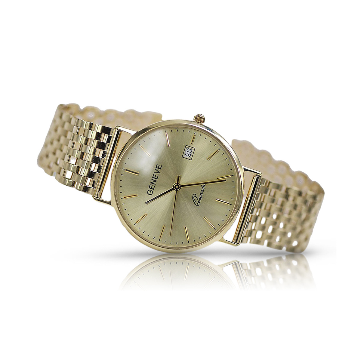 Reloj de oro para hombre Geneve ★ zlotychlopak.pl ★ Pureza de oro 585 333 Precio bajo!