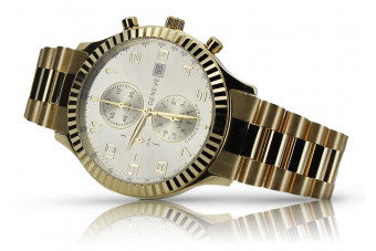 Жълт 14k 585 златен мъжки часовник Geneve mw007ydy&mbw015y