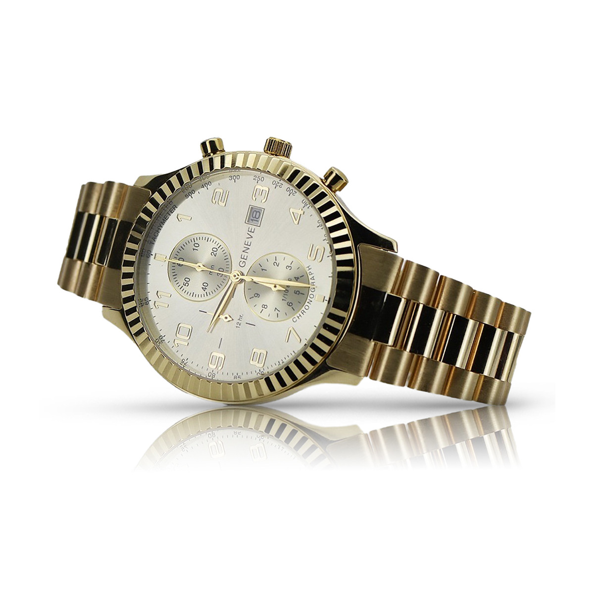 Reloj de oro para hombre Geneve ★ zlotychlopak.pl ★ Pureza de oro 585 333 Precio bajo!