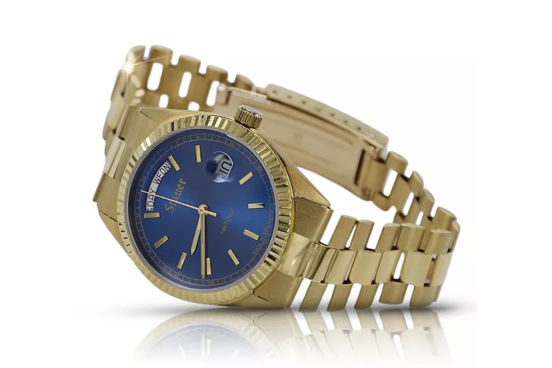 Gold men's watch Geneve ★ zlotychlopak.pl ★ Gold purity 585 333 Low Price!