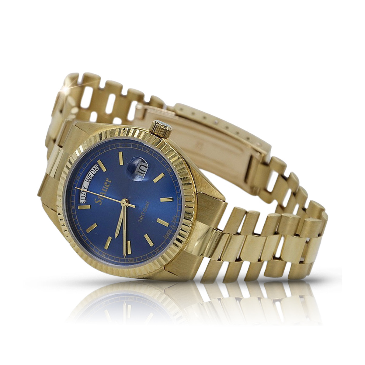 Gold men's watch Geneve ★ zlotychlopak.pl ★ Gold purity 585 333 Low Price!