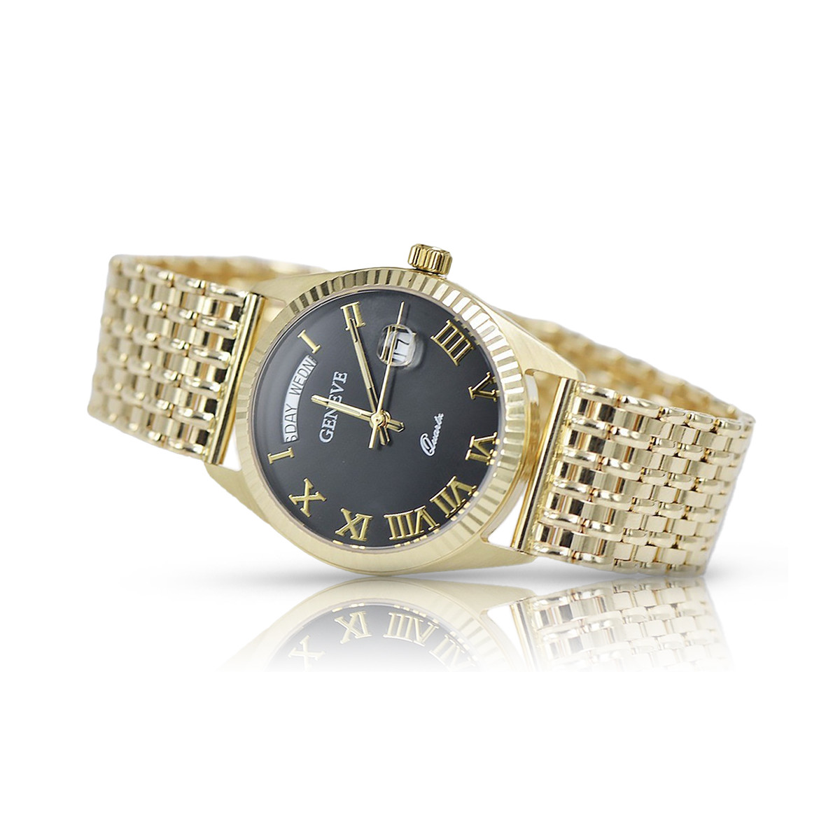 Gold men's watch Geneve ★ zlotychlopak.pl ★ Gold purity 585 333 Low Price!